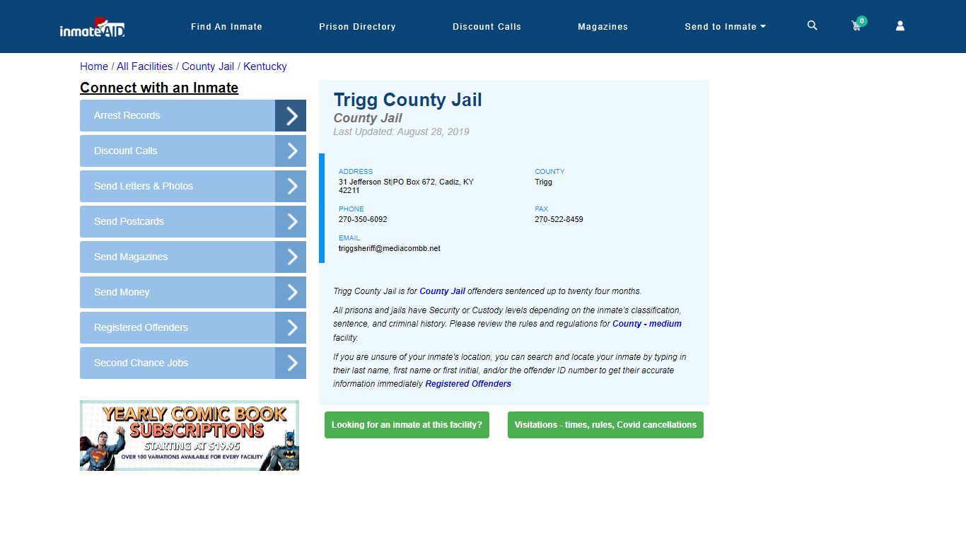 Trigg County Jail - Inmate Locator - Cadiz, KY