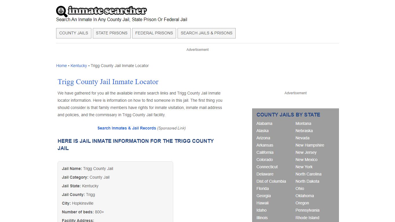 Trigg County Jail Inmate Locator - Inmate Searcher
