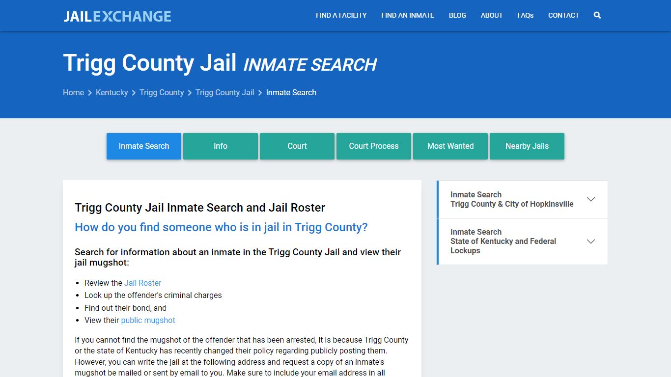 Inmate Search: Roster & Mugshots - Trigg County Jail, KY